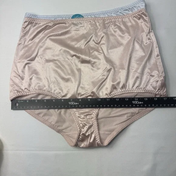 Vanity Fair Smoothing Brief Panties 3X Plus Light Control Nylon NWOT Beige Blue - Picture 7 of 10